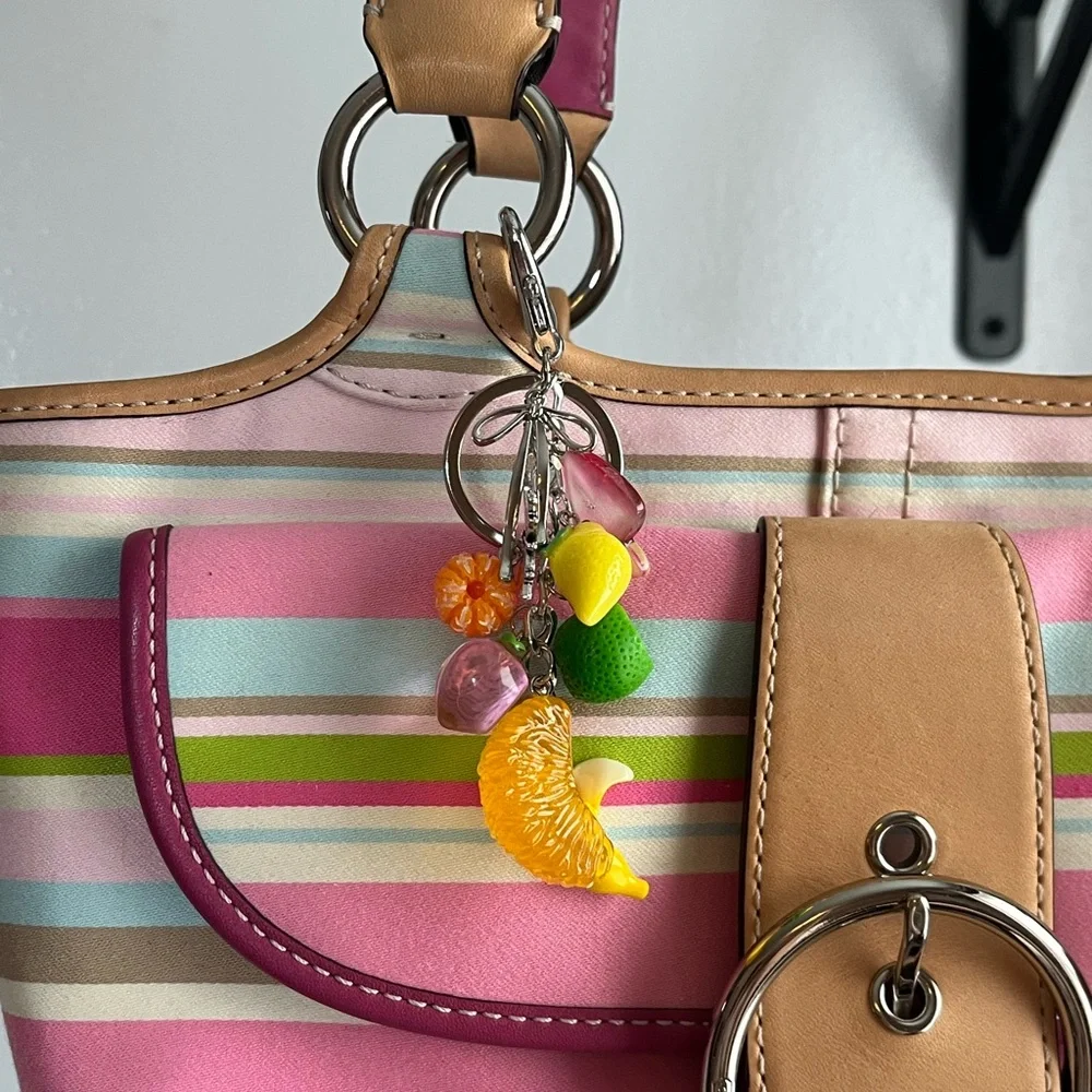 Fruit keychain purse charm 🍇🍊🍑🍉🍒🍌 - Picture 3 of 3